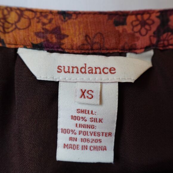 Sundance Blouse Women XS 100% Silk 3/4 Sleeve Lined Floral Boho Multi Color Fall - Picture 4 of 15